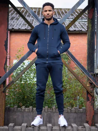 Enzo | Herren Zip Up Hoodie Trainingsanzug Set - Navy