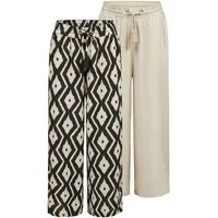 DENIMFY Chinohose Damen Palazzo Hose DFKate 2er Pack Loose Fit (Vorteilspack) Sommerhose mit Taschen