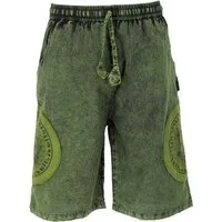 Guru-Shop Relaxhose Ethno Yogashorts, Stonwasch Patchwork Shorts.. Hippie, Ethno Style, alternative Bekleidung