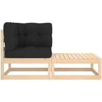 vidaXL Gartenlounge-Set, 2-tlg. Lounge Set mit Kissen Kiefer Massivholz