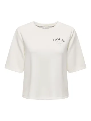 ONLY - ONLMAYA S/S MODAL PRINT TOP BOX JRS Cloud Dancer - Gr. - XS