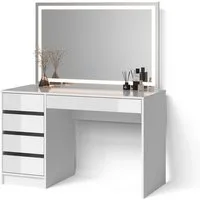 Livinity® Schminktisch Imola, Weiß, 120 cm mit LED Beleuchtung (2-St)