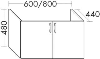 Burgbad Waschtischunterschrank zu M3 Sys30 PG3 Diago 480x600x440 Grau Hochglanz, WVEH060F1509 WVEH060F1509