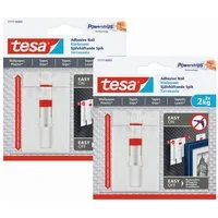 tesa Klebehaken Klebenagel mit max. 2 kg Haltekraft für Bilder - verstellbar, Dekoration, Leinwände, Bilder, Girlanden, Lichterketten, (Spar-Set, 4-St., inkl. Powerstrips), Klebenagel - POWERSTRIPS Doppelseitig - Tapete & Putz - 4er Pack