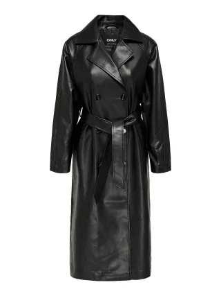 ONLY - ONLBINA FAUX LEATHER TRENCHCOAT CC OTW black - Gr. - M