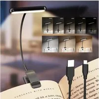 Jibenhome Klemmleuchten Leselampe Buch Klemme USB Wiederaufladbare Buchlampe, Schwarz, LED fest integriert, 3 Farben & 10 Helligkeitsstufen,Flexibler Schwanenhals