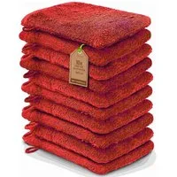 NatureMark Waschhandschuh 10er-Set Frottier Waschhandschuhe, 100% Baumwolle (10-St), Premium Frottier Waschhandschuhe, 15x21cm, Rot
