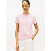 Tommy Hilfiger Kurzarmshirt REG CORP LOGO C-NK mit Logoschriftzug und Stickerei Baumwolle