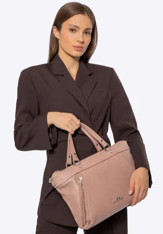 Wittchen Damen-Laptoptasche aus Leder, 15 Zoll, mit Quaste, Beige, Naturleder