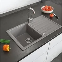 Bergstroem Granitspüle, Beton, 76 x 46 cm mit Trockenplatz, Rechteckig, 76.5/46 cm, beidseitig montierbar, (1 St)