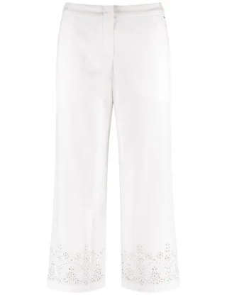 GERRY WEBER Edition - Baumwollhose MIR꞉ELA mit Lochmuster beige/weiß - Gr. - 38