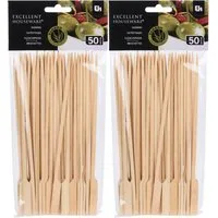 Koopman Schaschlikspieße Grillspieße Partyspieße Bambusspieße (Set, 100-St., Packung), 100tlg, Bambus, Nachhaltig, 20cm lang, eckige Form