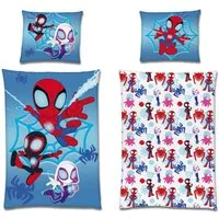 Familando Kinderbettwäsche Spidey und seine Super Freunde 135x200 80x80 cm aus 100% Baumwolle, Renforcé, 2 teilig, mit Wendemotiv auf Kissen und Decke