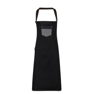 Premier - Latzschürze, Kunstleder (Jeans-Schwarz)