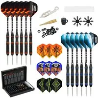 cofi1453 Dartpfeil One80 Dartpfeil Set mit Metallspitze – 12 Stück, Langlebiges Dartset mit Metallspitzen und stabilen Flights
