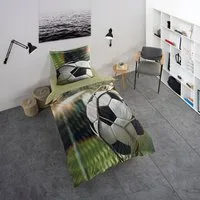 KK Shopping Kinderbettwäsche Bettwäsche mit Fußball Tor 135 x 200 cm, 100 % Baumwolle, 1 teilig, Langlebig