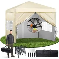 DAITORE Faltpavillon 3x3 m Gartenpavillon mit 4 Seitenteilen Höhenverstellbar, mit 4 Seitenteilen, Wasserdicht, Pop-Up, 3 Stufen höhenverstellbar, 4 Seitenteile