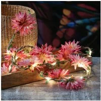 MARELIDA LED-Lichterkette Dahlien Blüten Blumengirlande Blumenlichter Timer L: 2,9m pink, 30-flammig