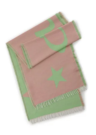 Schmaler Jacquard-Schal mit Glow-Schriftzug rosa - Gr. - one size