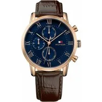 Tommy Hilfiger Multifunktionsuhr KANE 1791399, Quarzuhr, Armbanduhr, Herrenuhr, Datum, Lederarmband