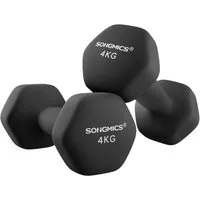 SONGMICS Kurzhantel Hanteln, 5 Gewichtsklasse, (2er Set Neopren-Beschichtung, Hantelset, Kurzhanteln, Hexagon), 2 x 4 kg, Krafttraining, Workout, Fitnesstraining, für Zuhause