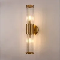 LOHAS-LED Wandleuchte Zweiflammige Wandleuchte mit geriffeltem Glas, ohne Leuchtmittel, Moderne Wandlampe mit zwei E14-Fassungen
