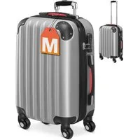 monzana Hartschalen-Trolley Baseline, 4 Rollen, Handgepäck Zahlenschloss Reisekoffer Hartschalenkoffer Trolley Silber