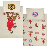BERONAGE Babybettwäsche FC Bayern München Baby / Kleinkind Bettwäsche Berni Maskottchen, Baumwolle, 2 teilig, 100x135 cm 60x40 cm