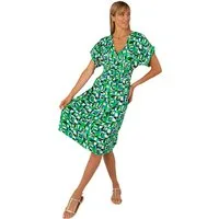 Estefania for woman Sommerkleid 191-5315 Knielanges Kleid aus Viskose mit V-Ausschnitt elastische Taille