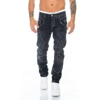Cipo & Baxx Regular-fit-Jeans Herren Jeans Hose mit aufwendiger Nahtstruktur und Waschung Dicke Kontrastnähte