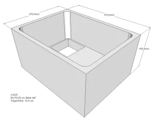 Neuesbad Wannenträger für Bette tief 90x70x28 SD21092
