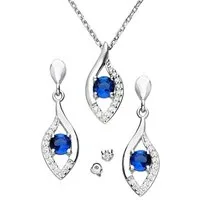 Limana Ohrring und Ketten Set Schmuckset 925 Silber blau hängende Ohrstecker Halskette Anhänger (inkl. Schmuckbox), Geschenkset Idee Geschenk für Sie Frauen Damen Freundin Mutter
