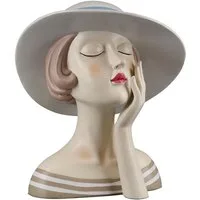 GILDE Dekofigur Figur Lady (1 St), Gestreiftes Sommerkleid, maritimer Look, Skulptur mit Hut