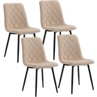relaxdays Esszimmerstuhl Samt Esszimmerstuhl Set (4 St), Beige, 4er-Pack