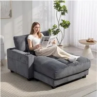 HOMCOM Schlafsofa mit Getränkehalter, Sofa mit Schlaffunktion 1 Teile, für Wohnzimmer, Schlafzimmer, Dunkelgrau