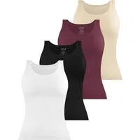 Janice Tanktop 4 x Damen Top Nazca Trägertop aus Baumwolle
