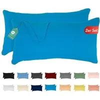 livessa Kissenbezug 2er Set Kissenbezug Kissenhülle Baumwolle Jersey Reißverschluss weich, %100 Baumwolle Jersey Stoff 140 g/m², Ultra Weich und Atmungsaktiv