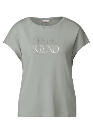 Street One - T-Shirt mit Wording grün - Gr. - 36