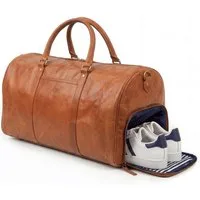 SID & VAIN Reisetasche echt Leder Weekender groß Ledertasche braun SKYLER mit Schuhfach, Echtleder Reisegepäck für Damen & Herren, Sporttasche XL Hellbraun