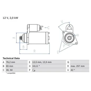 Bosch Starter Audi Ford Seat Skoda VW
