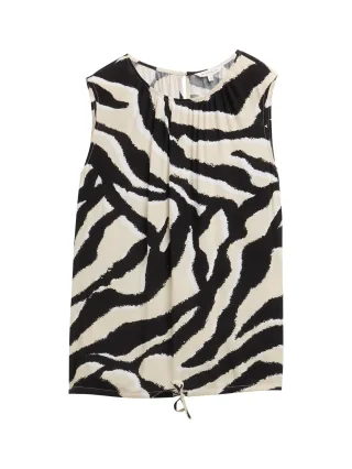 Tom Tailor - Bluse mit Kordelzug abstract beige zebra - Gr. - 38