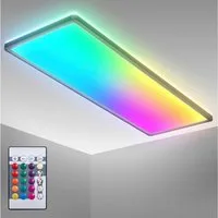 B.K.Licht LED Deckenleuchte BK_PL1555 RGBW Deckenlampe, LED Panel, mit Farbwechsel, Dimmbar, RGB, LED fest integriert, Neutralweiß, Ultraflach, mit Backlight, mit Fernbedienung, Schwarz, 58x20x3 cm
