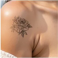 Inkster Schmuck-Tattoo Große Rosen Blüte Tattoo, wasserfestes temporäres Tattoo, 2 Wochen Halt