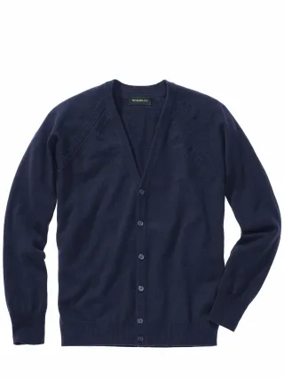 Mey & Edlich Herren Fokussierter Cardigan Blau 90 % Schurwolle, 10 % Kaschmir