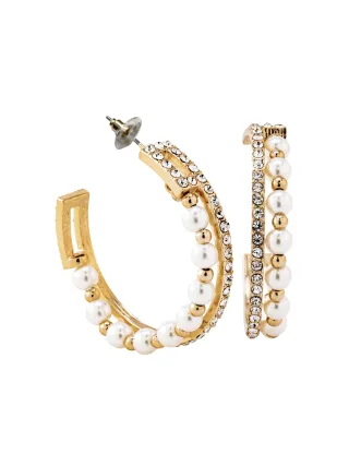 Steuer Modeschmuck Creolen Kunststoff goldfarben Glänzend Perle Strass