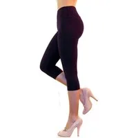 YESET Leggings Damen Capri 3/4 Leggings Baumwolle hoher Bund LILA-DUNKEL XL Highwaist-Leggings