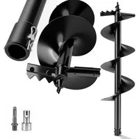 XERSEK Erdbohrer 80cm Pflanzbohrer mit Grabzähnen für Bohrgerät, Ø8-30cm, Gartenbohrer, (Brunnenbohrer mit SDS-Plus Adapter, Wolframstahl-Bohrer, HRC 70–81), Spiralbohrer für Erdbohrgerät Bohrhämmer in Gartenarbeiten Bauarbeiten