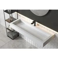 Bernstein Waschtisch PB2079 120cm Weiß matt, Wandwaschbecken 120cm Mineralguss verdeckter Ablauf