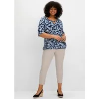 Sheego T-Shirt T-Shirt Kurzarm mit Alloverprint und Cut-out vorn