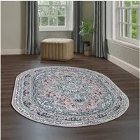 OTTO home Teppich Oriental, Made in Belgium, oval, Höhe: 7 mm, Orient-Optik, mit Bordüre, Kurzflor, pflegeleicht, elegant